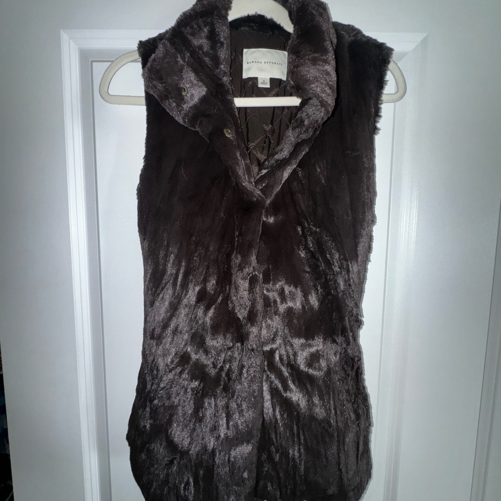 Banana Republic Chocolate Faux Fur Vest